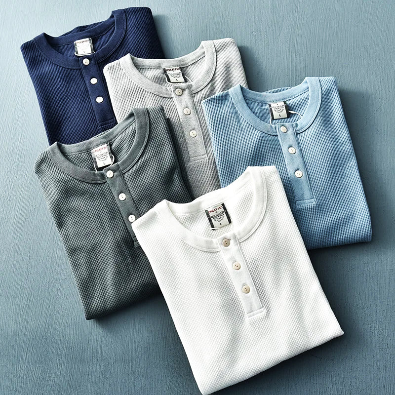 Image of Tijn | Heren Henley T-shirt met Lange Mouwen