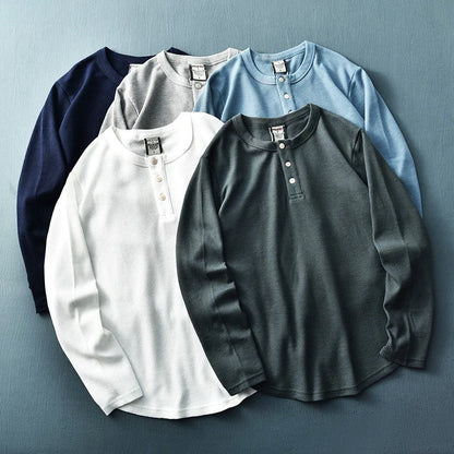 Image of Tijn | Heren Henley T-shirt met Lange Mouwen