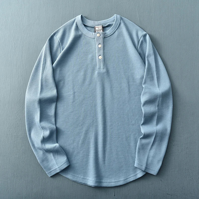 Image of Tijn | Heren Henley T-shirt met Lange Mouwen