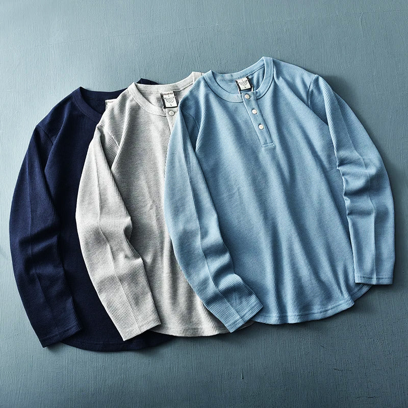 Image of Tijn | Heren Henley T-shirt met Lange Mouwen