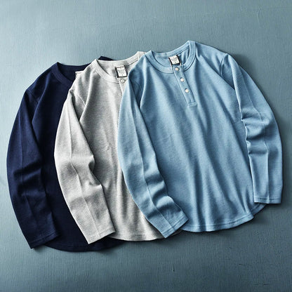 Image of Tijn | Heren Henley T-shirt met Lange Mouwen