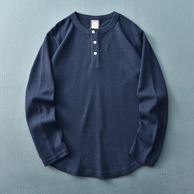 Image of Tijn | Heren Henley T-shirt met Lange Mouwen