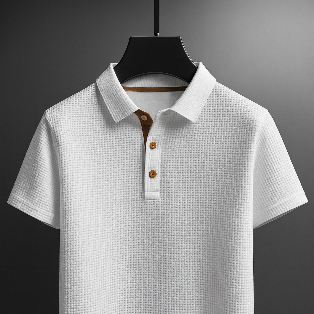 Image of Ton | Heren Polo Shirt met Textuur - Korte Mouw - Button-Down