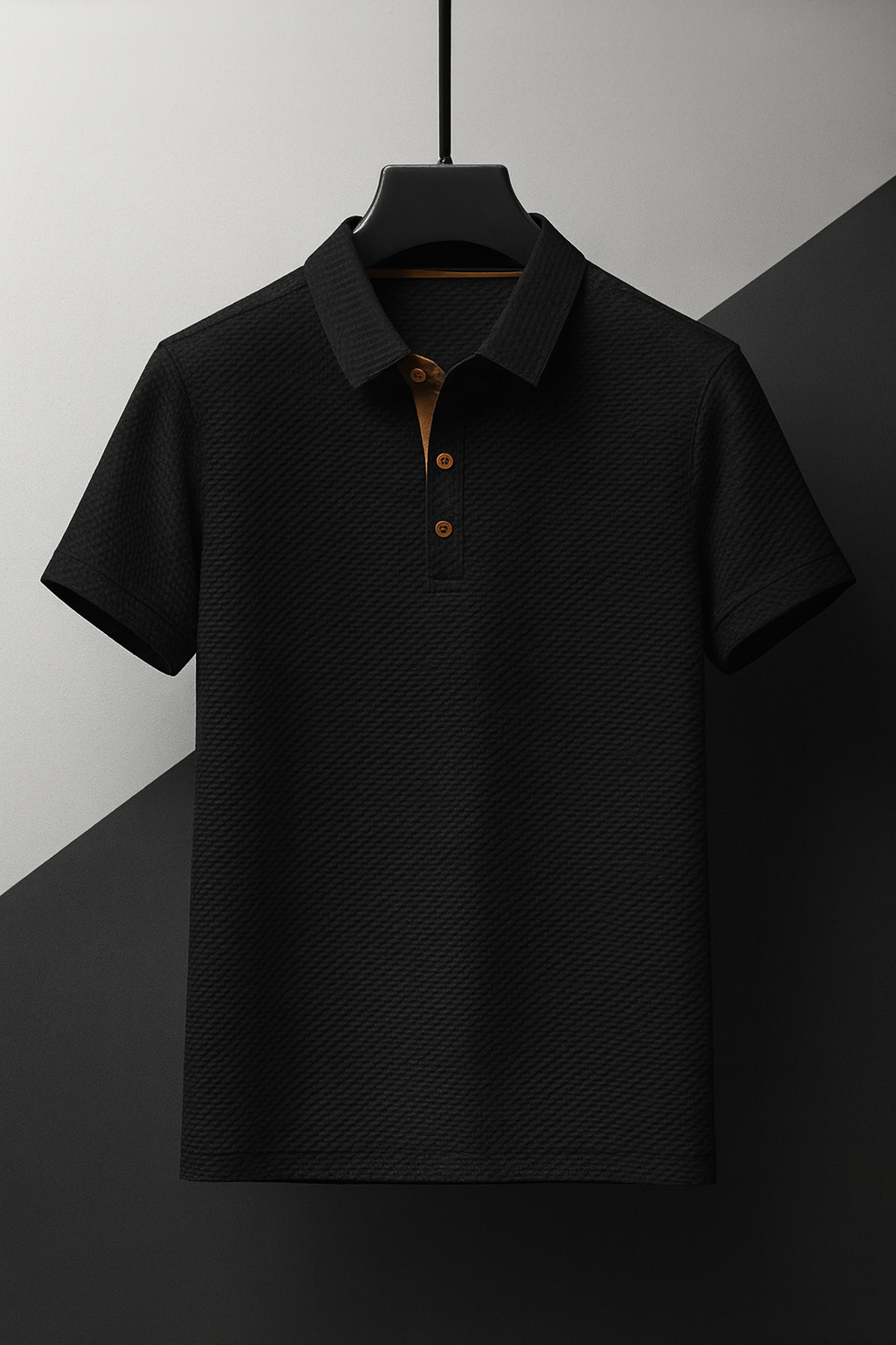 Image of Ton | Heren Polo Shirt met Textuur - Korte Mouw - Button-Down