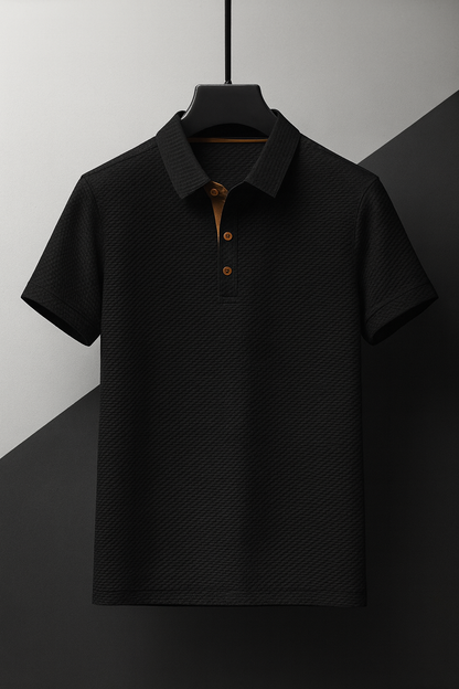 Image of Ton | Heren Polo Shirt met Textuur - Korte Mouw - Button-Down