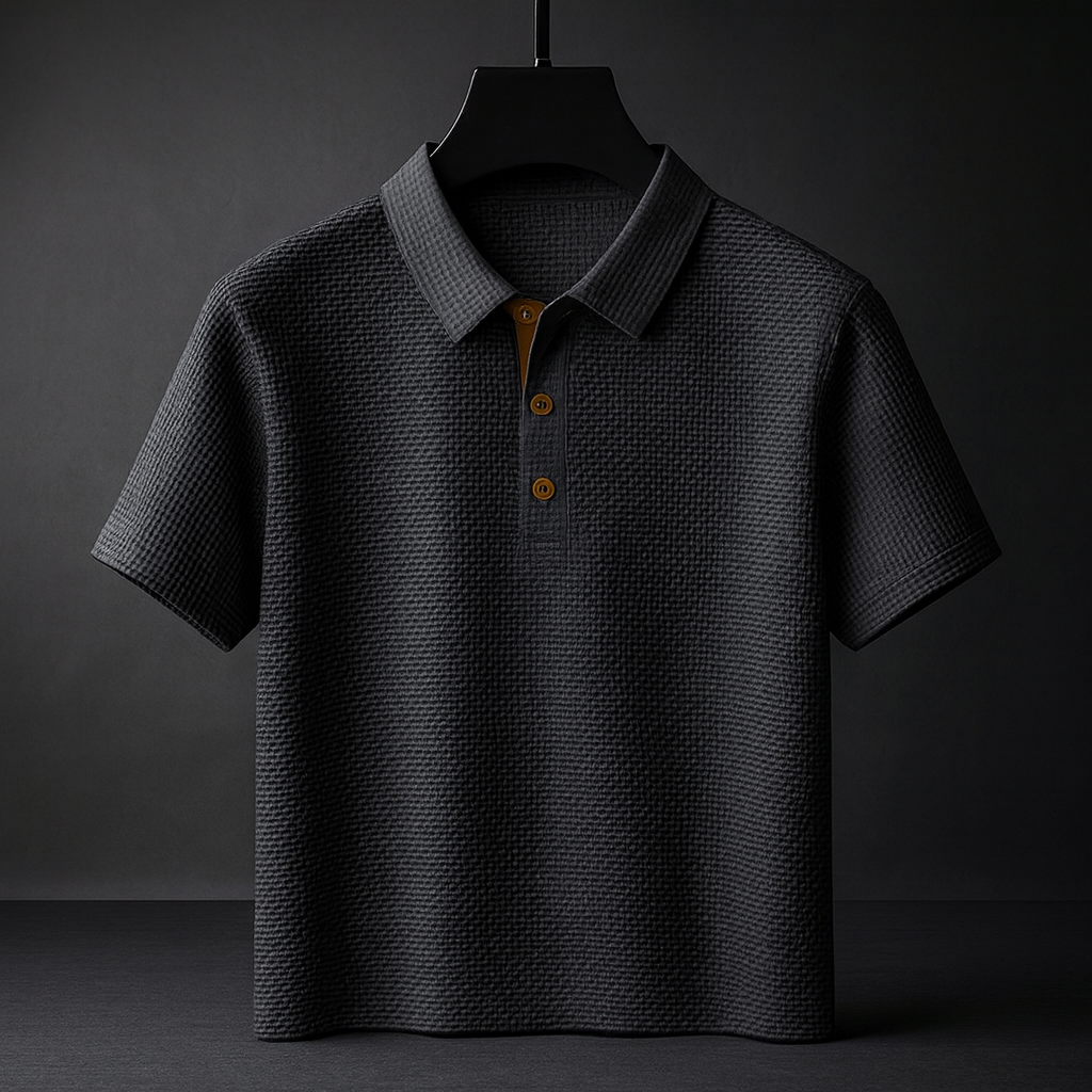 Image of Ton | Heren Polo Shirt met Textuur - Korte Mouw - Button-Down