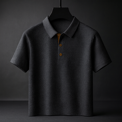 Image of Ton | Heren Polo Shirt met Textuur - Korte Mouw - Button-Down