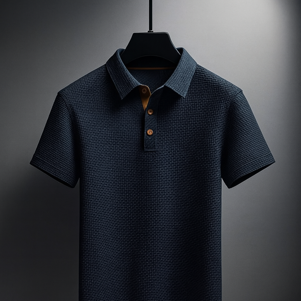 Image of Ton | Heren Polo Shirt met Textuur - Korte Mouw - Button-Down
