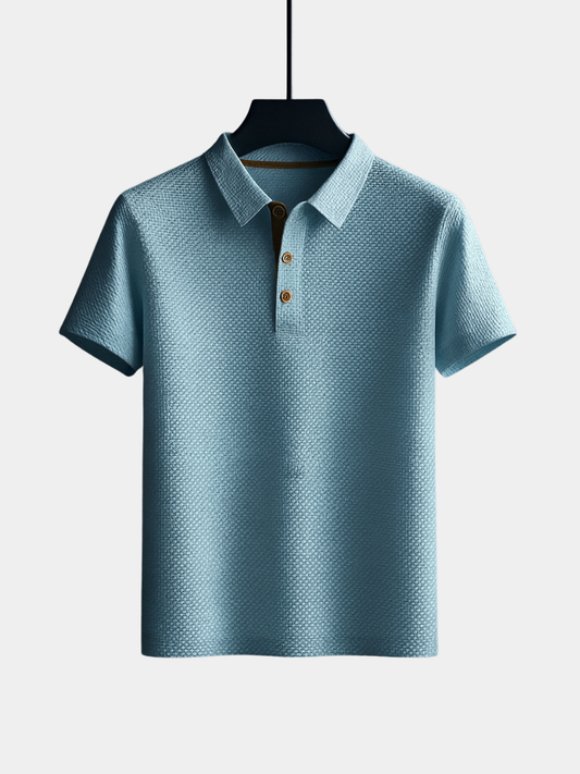Image of Ton | Heren Polo Shirt met Textuur - Korte Mouw - Button-Down