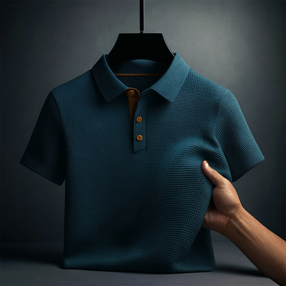 Image of Ton | Heren Polo Shirt met Textuur - Korte Mouw - Button-Down