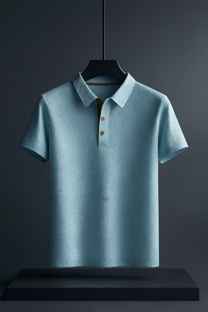Image of Ton | Heren Polo Shirt met Textuur - Korte Mouw - Button-Down