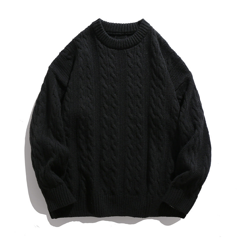 Unisex boxy kabeltrui met geribde zoom