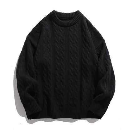 Unisex boxy kabeltrui met geribde zoom