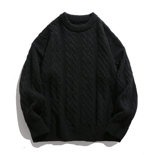 Unisex boxy kabeltrui met geribde zoom