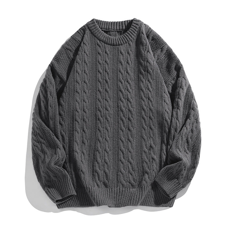 Unisex boxy kabeltrui met geribde zoom