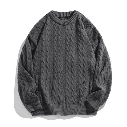 Unisex boxy kabeltrui met geribde zoom