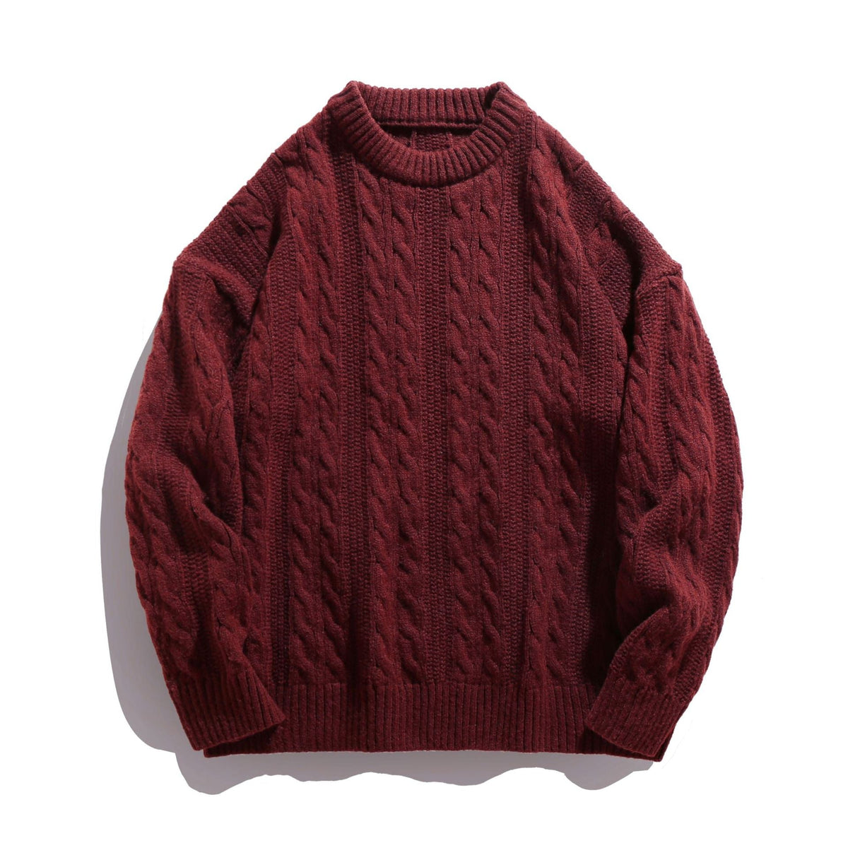 Unisex boxy kabeltrui met geribde zoom