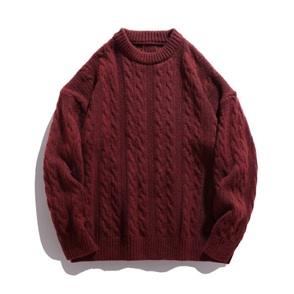 Unisex boxy kabeltrui met geribde zoom