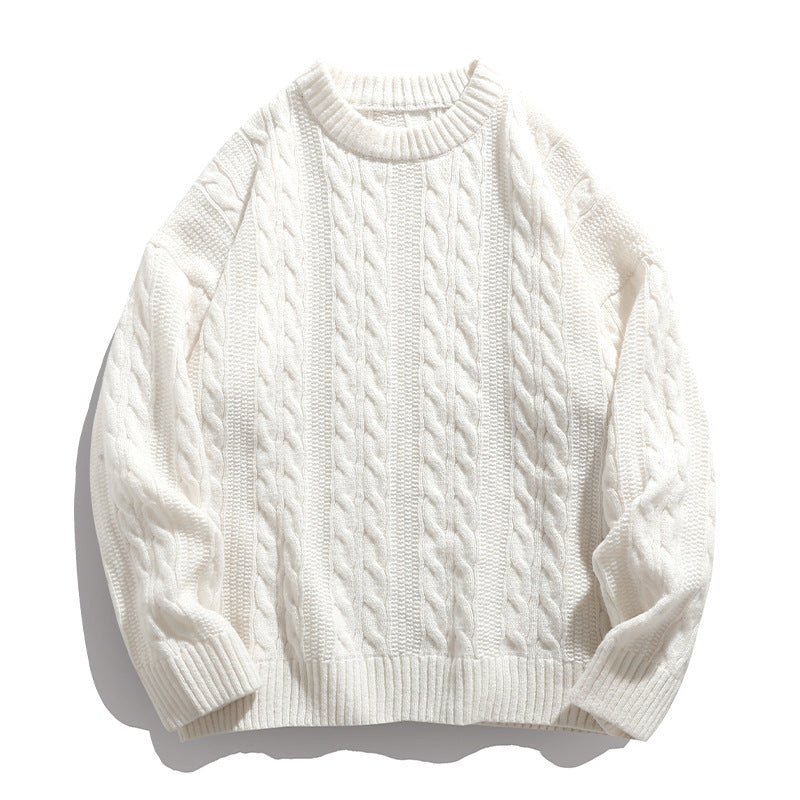Unisex boxy kabeltrui met geribde zoom