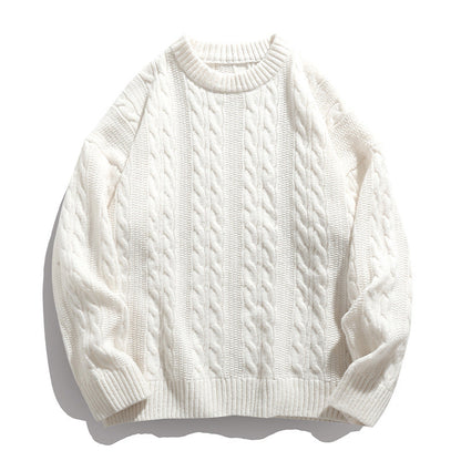 Unisex boxy kabeltrui met geribde zoom