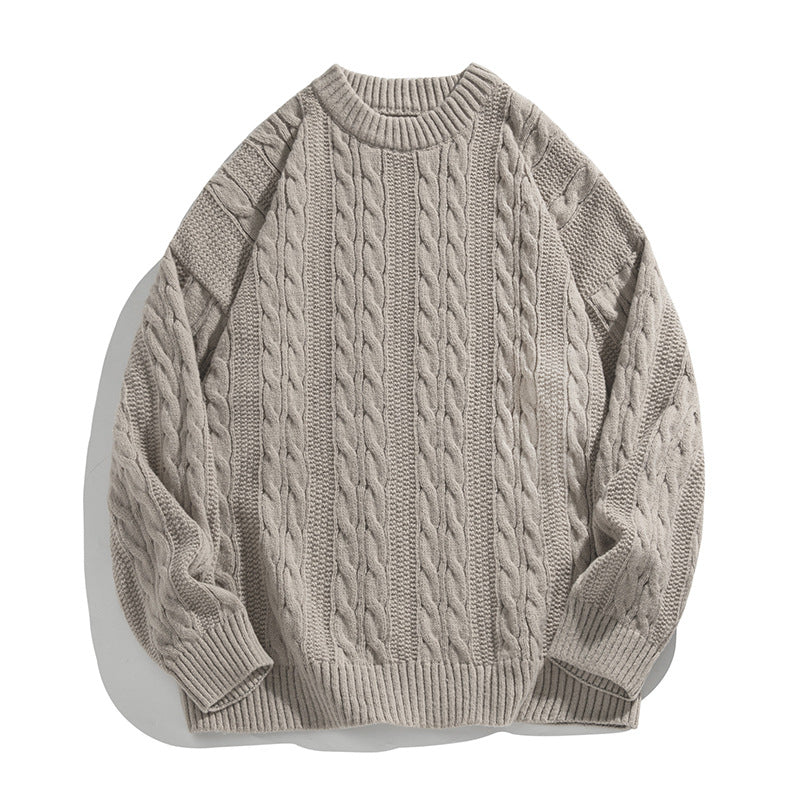 Unisex boxy kabeltrui met geribde zoom