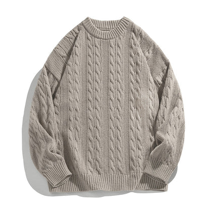 Unisex boxy kabeltrui met geribde zoom