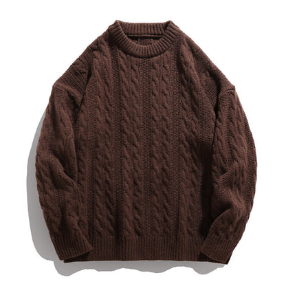 Unisex boxy kabeltrui met geribde zoom
