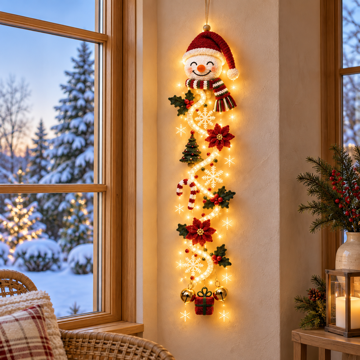 Verlichte kersthanger voor deur of wand