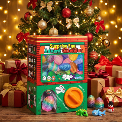Verrassingseieren Adventskalender, 24 Eieren met Buigbare 3D-geprinte Figuren
