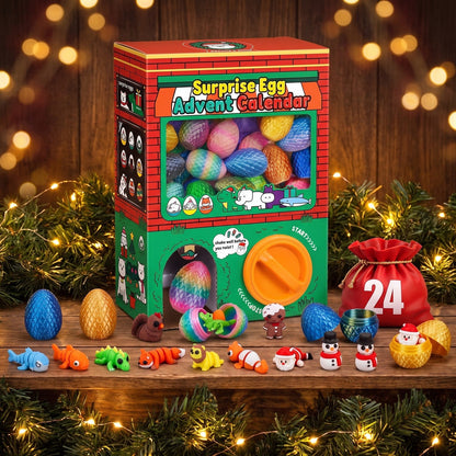 Verrassingseieren Adventskalender, 24 Eieren met Buigbare 3D-geprinte Figuren