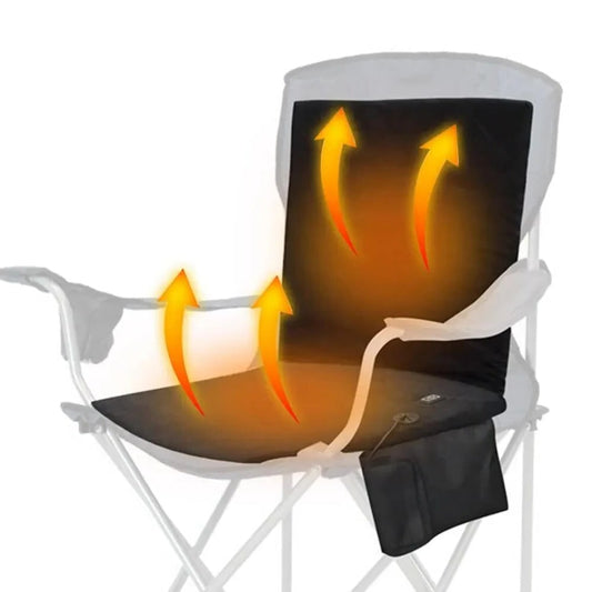Verwarmd zitkussen met rugleuning voor auto en campingstoelen - Draagbaar met USB-voeding