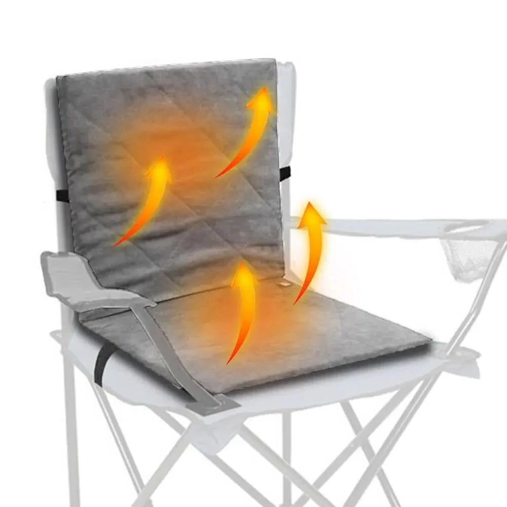 Verwarmd zitkussen met rugleuning voor auto en campingstoelen - Draagbaar met USB-voeding