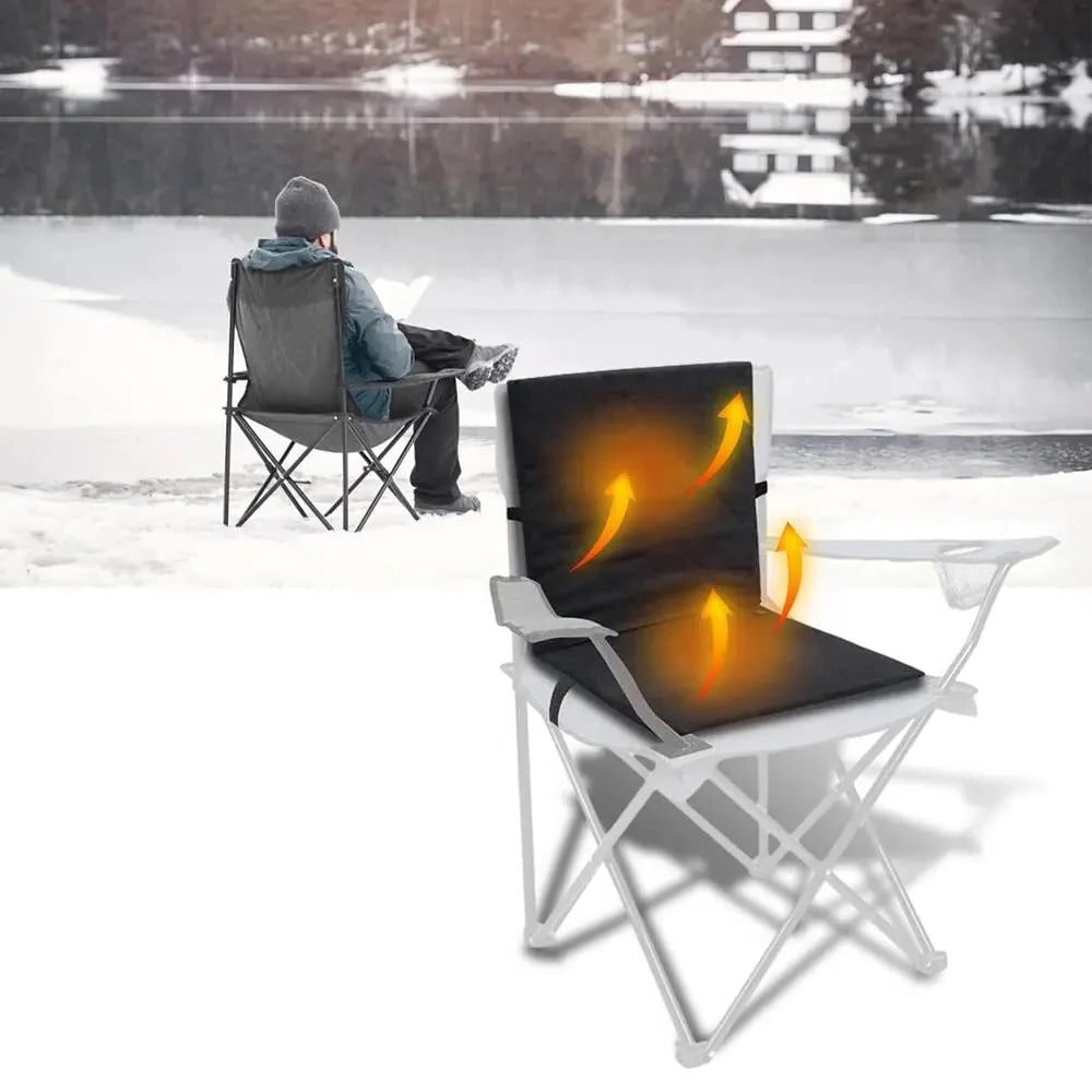 Verwarmd zitkussen met rugleuning voor auto en campingstoelen - Draagbaar met USB-voeding