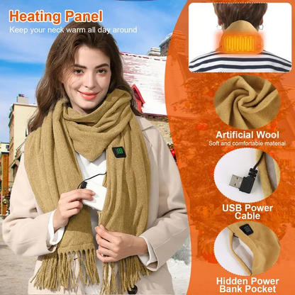 Verwarmde fleece sjaal en nekwarmer met USB-voeding en drie warmtestanden