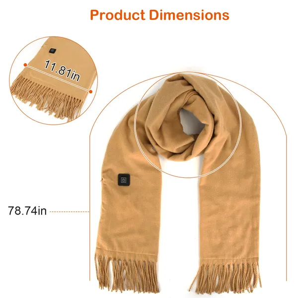 Verwarmde fleece sjaal en nekwarmer met USB-voeding en drie warmtestanden