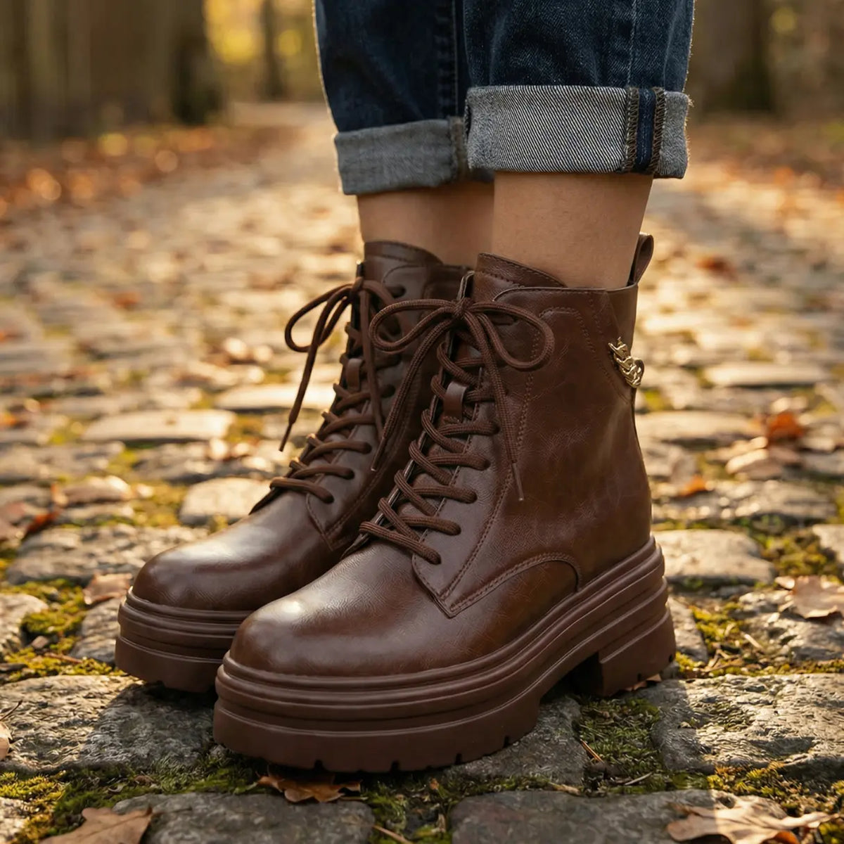 Veterboots met verborgen hakverhoging van 11 cm