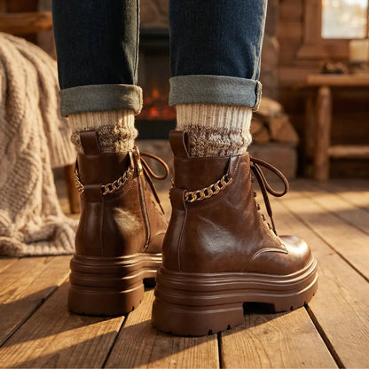 Veterboots met verborgen hakverhoging van 11 cm