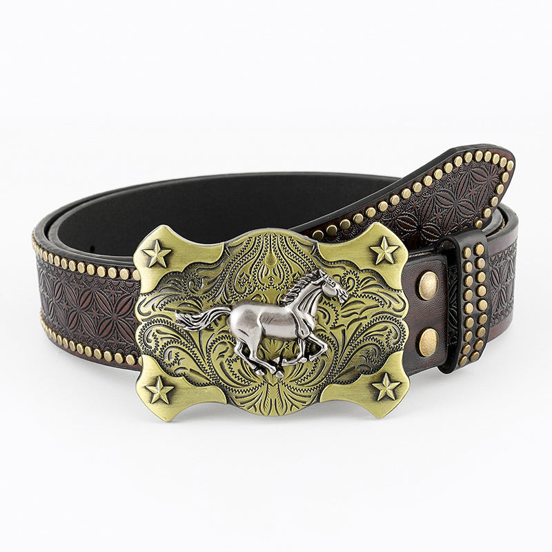 Vintage westernriem met diermotiefgesp – 4 designs