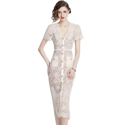 Virginia | Dames Midi-jurk van Kant - Image 1