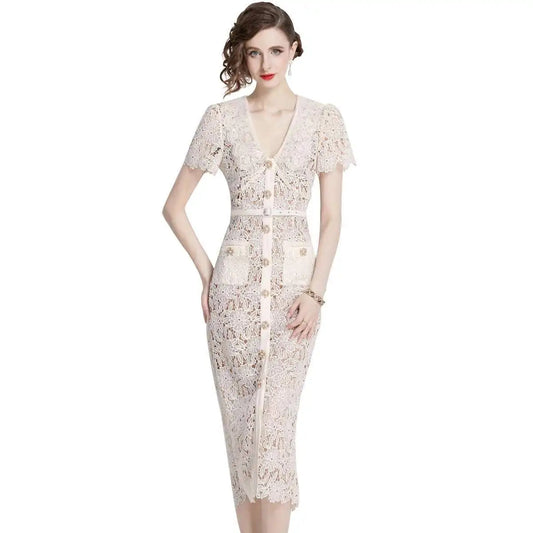 Virginia | Dames Midi-jurk van Kant - Image 1