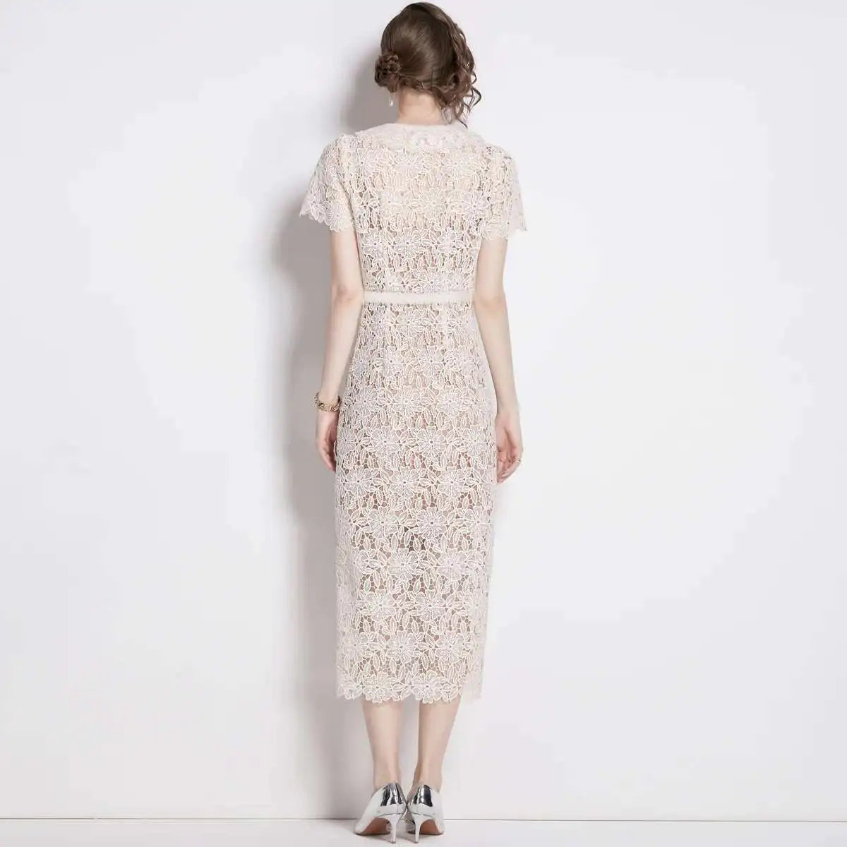 Virginia | Dames Midi-jurk van Kant - Image 4