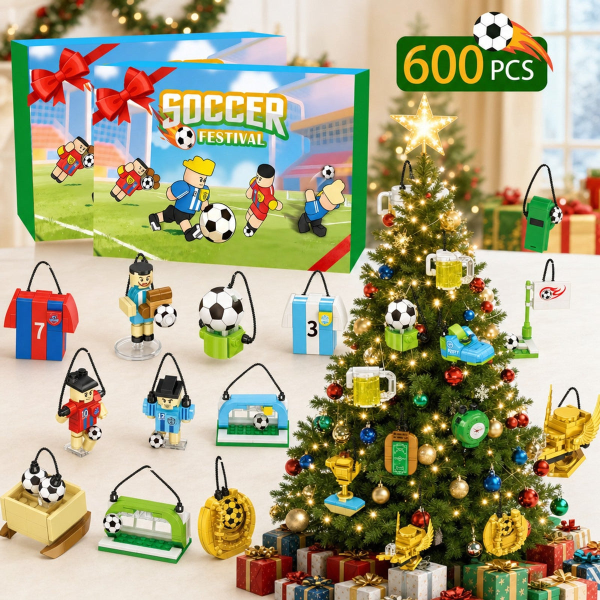 Voetbal Adventskalender, 600 Stukjes Bouwsels om in de Kerstboom te Hangen