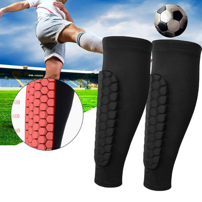 Voetbalscheenbeschermers - Honingraatdesign, elastische compressiekousen