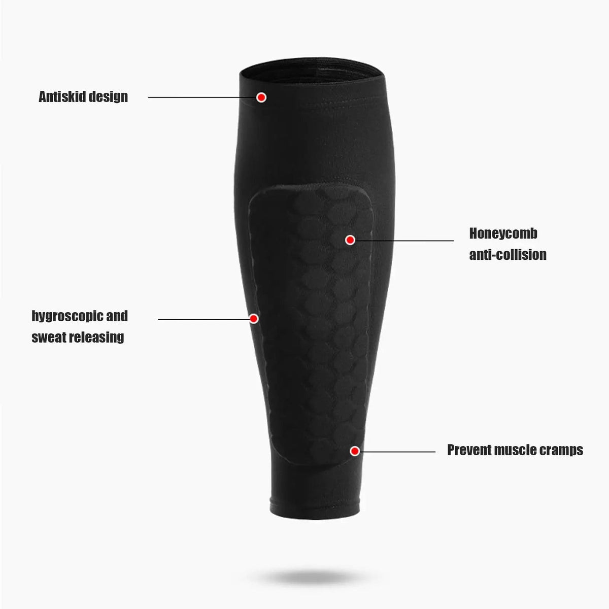 Voetbalscheenbeschermers - Honingraatdesign, elastische compressiekousen