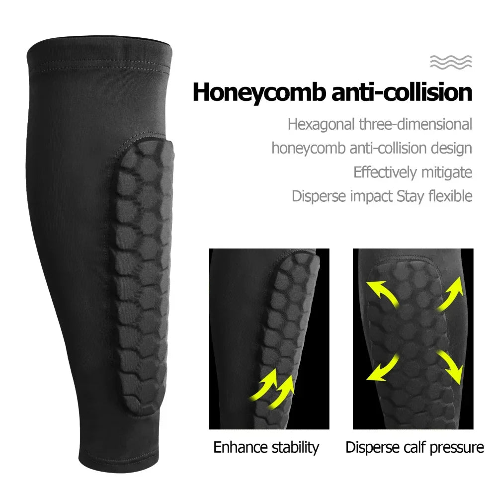 Voetbalscheenbeschermers - Honingraatdesign, elastische compressiekousen