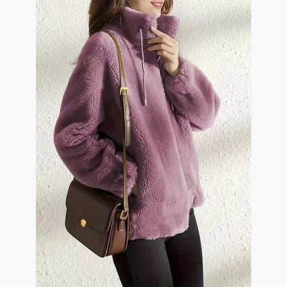 Warme en casual teddy jas met ritssluiting voor dames