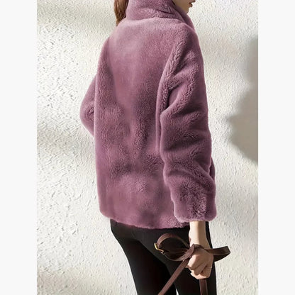 Warme en casual teddy jas met ritssluiting voor dames
