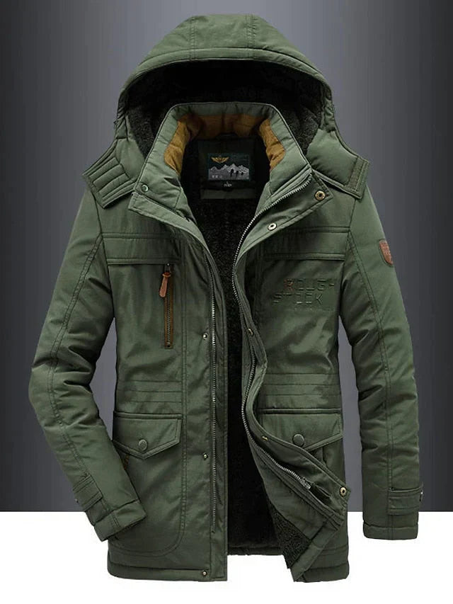 Warme en elegante militaire herenparka – Winterjas met bontgevoerde capuchon