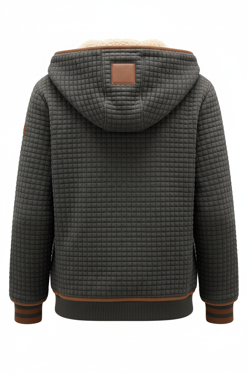 Warme retro outdoorjas voor dames met ruitpatroon en dubbele kraag