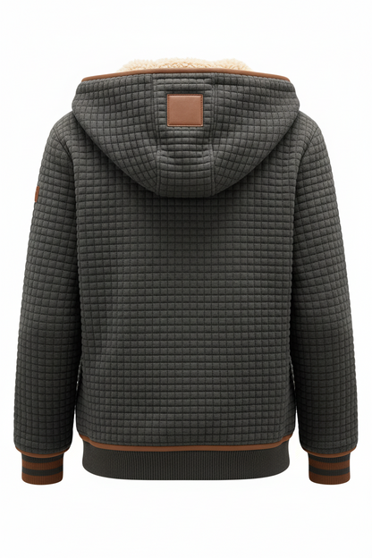 Warme retro outdoorjas voor dames met ruitpatroon en dubbele kraag